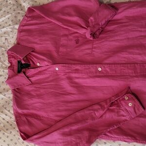 Linen Ralph Lauren pink button down top